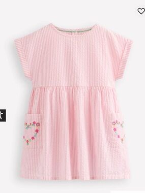 MINI BODEN KIDS Short-sleeved woven tunic
Ticking Pink Embroidery SIZE 4-5y